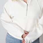Aubree French Terry Cropped Qtr Zip Hoodie - Ivory