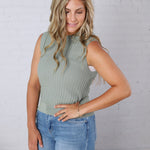 Aubrey Texture Ribbed Tank - Sage