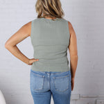 Aubrey Texture Ribbed Tank - Sage