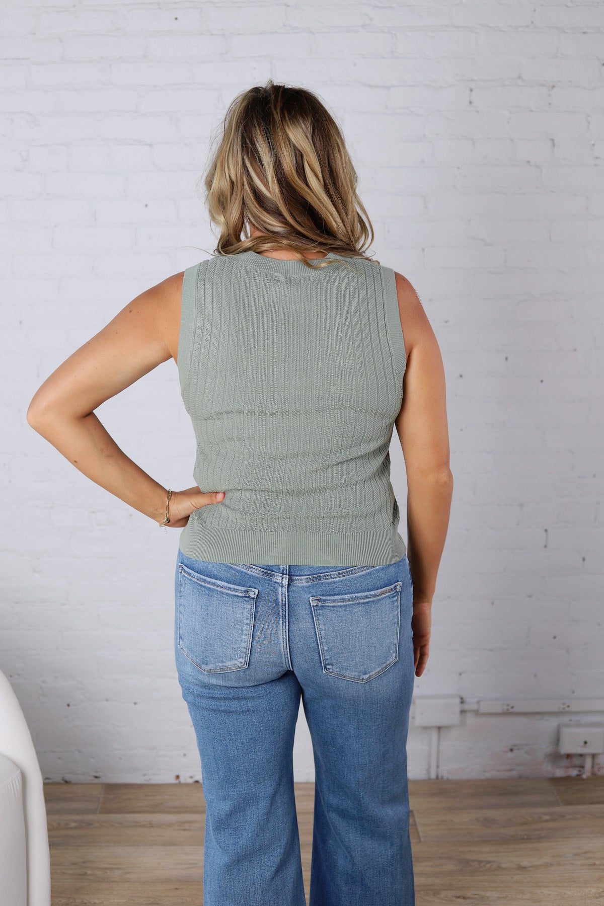 Aubrey Texture Ribbed Tank - Sage