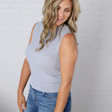 Aubrey Texture Ribbed Tank - Vintage Blue FINAL SALE
