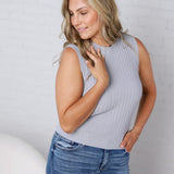 Aubrey Texture Ribbed Tank - Vintage Blue FINAL SALE