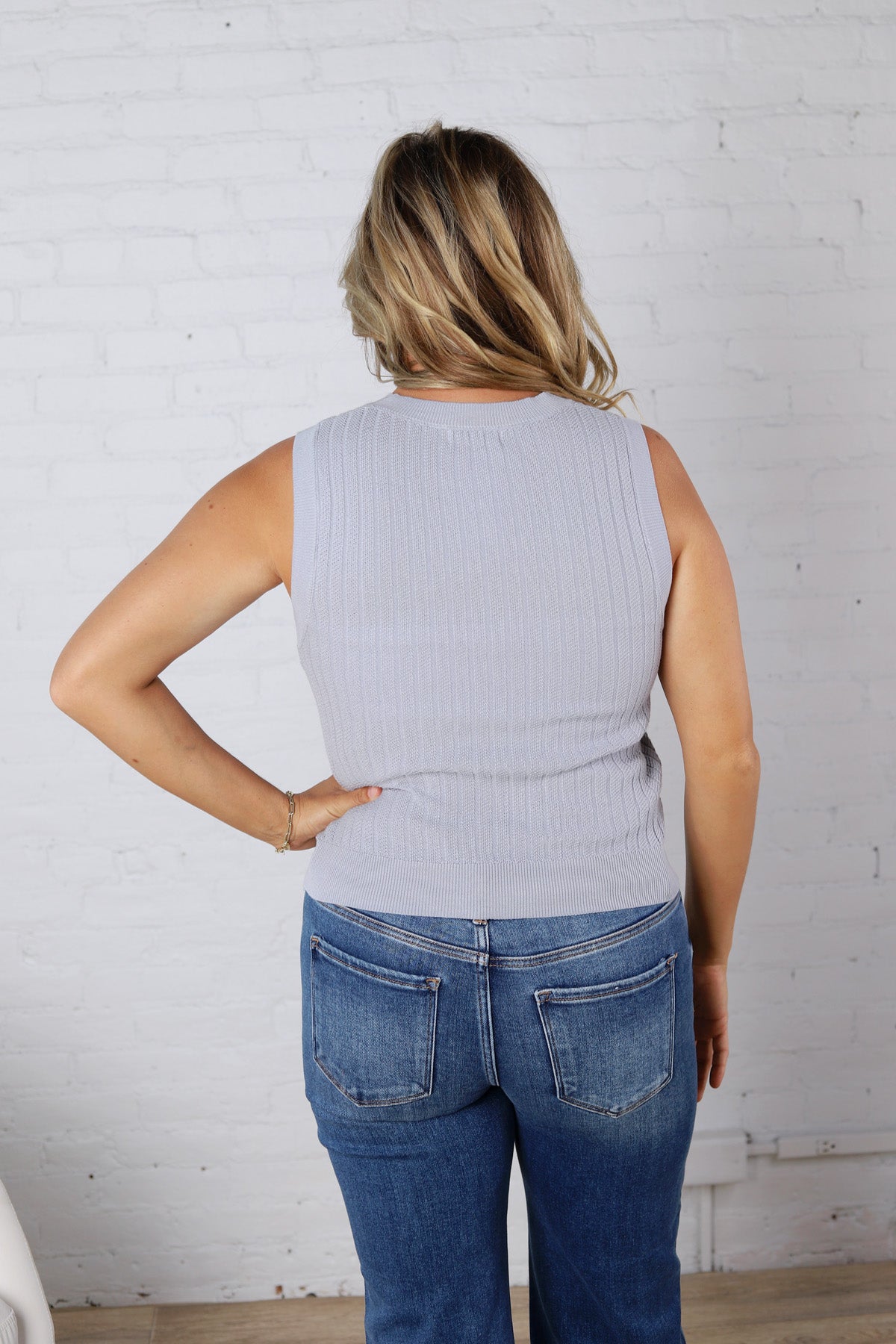 Aubrey Texture Ribbed Tank - Vintage Blue FINAL SALE