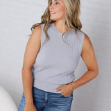 Aubrey Texture Ribbed Tank - Vintage Blue FINAL SALE
