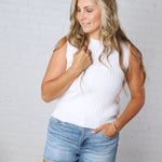 Aubrey Texture Ribbed Tank - White FINAL SALE