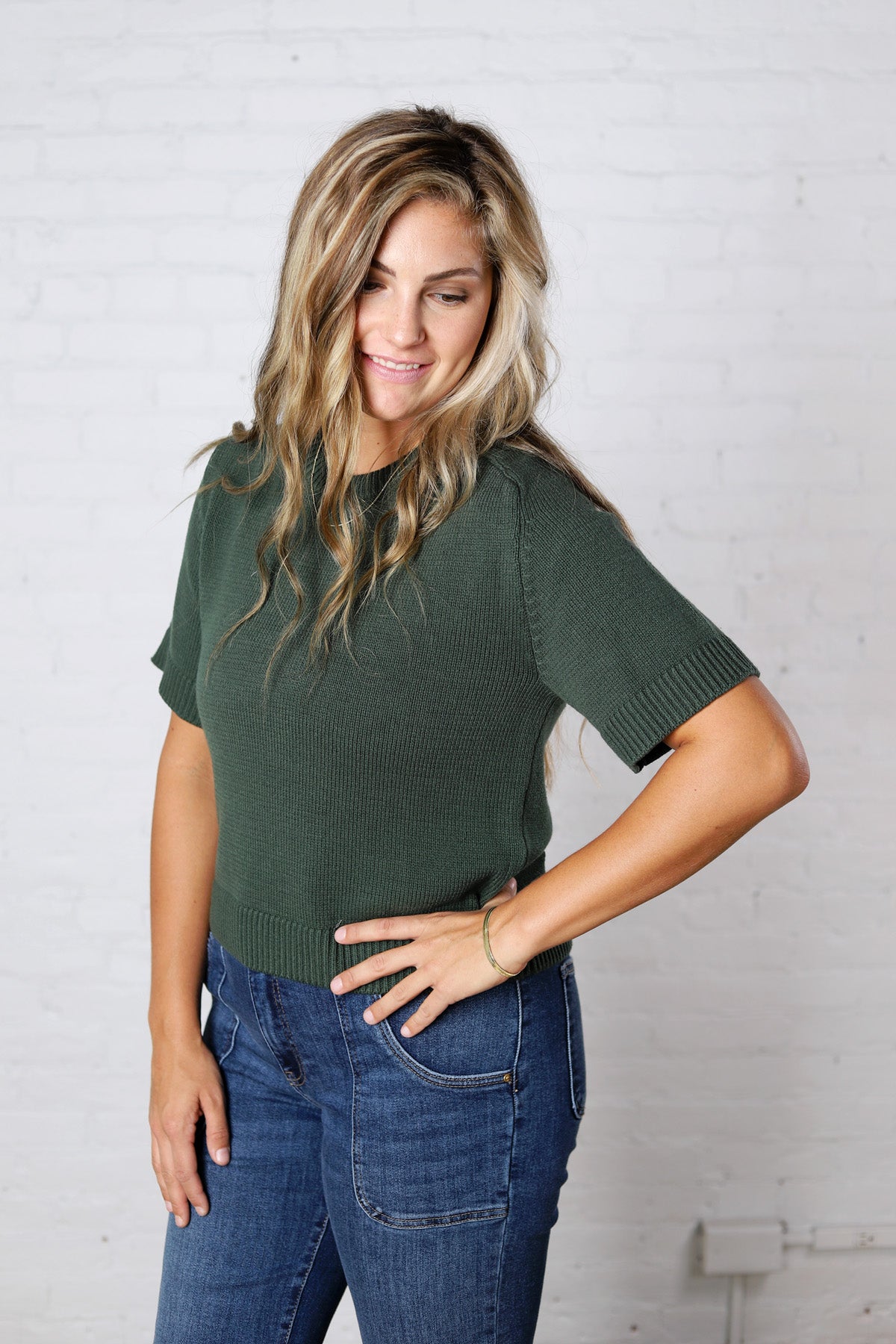 Auden Essential Soft Sweater Top with Raglan Sleeves - Emerald Green