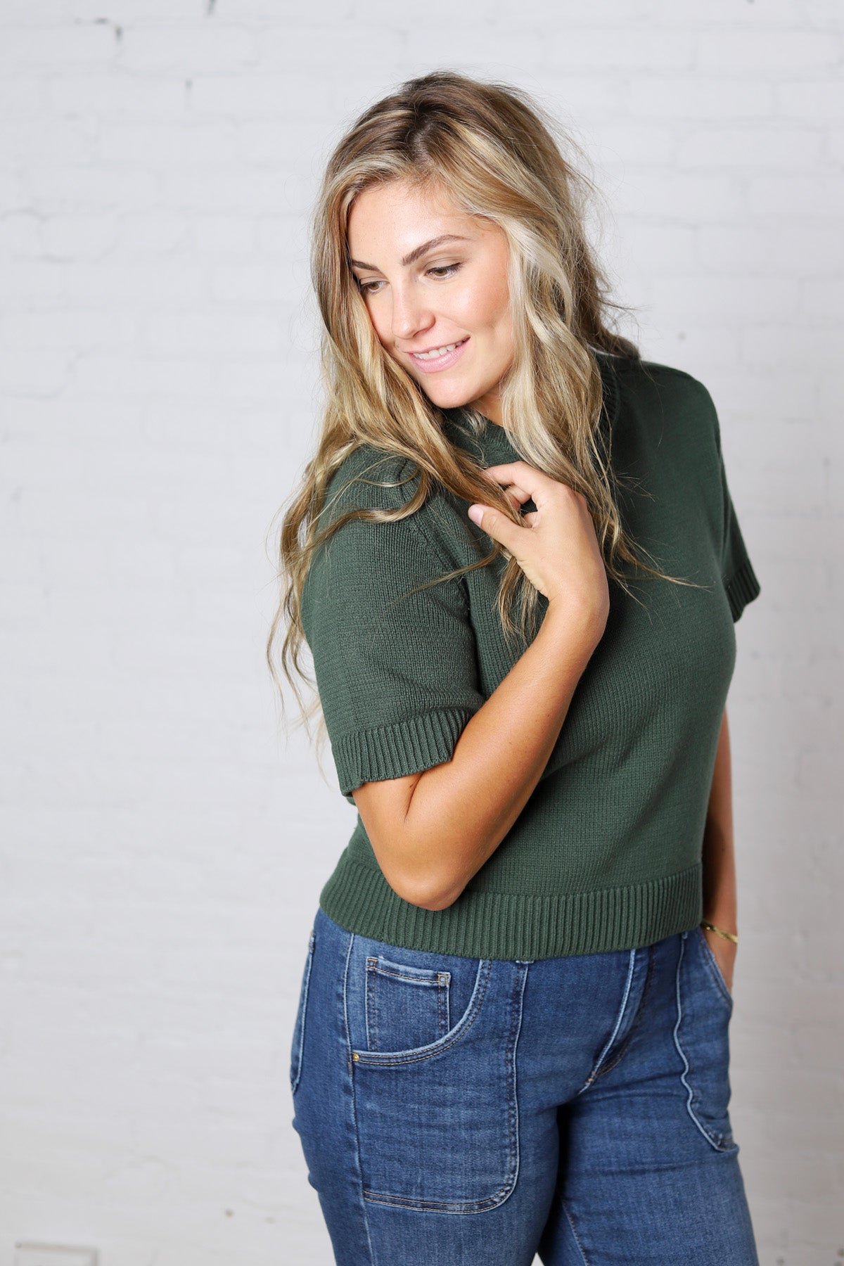 Auden Essential Soft Sweater Top with Raglan Sleeves - Emerald Green