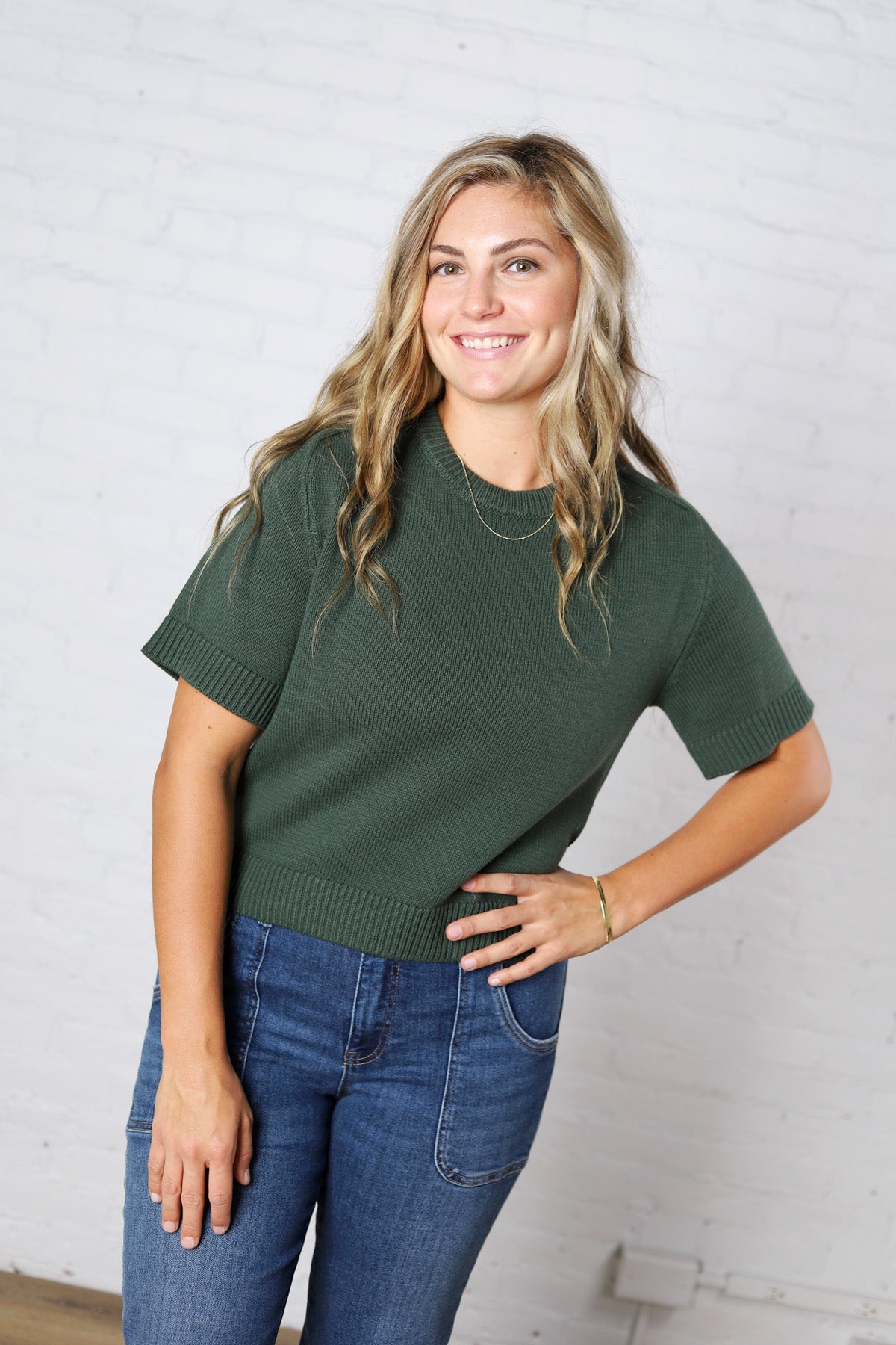Auden Essential Soft Sweater Top with Raglan Sleeves - Emerald Green