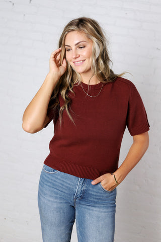 Auden Essential Soft Sweater Top with Raglan Sleeves - Sangria