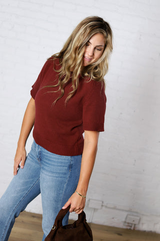 Auden Essential Soft Sweater Top with Raglan Sleeves - Sangria