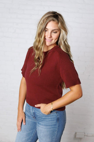 Auden Essential Soft Sweater Top with Raglan Sleeves - Sangria