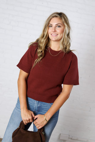 Auden Essential Soft Sweater Top with Raglan Sleeves - Sangria