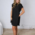Audra Round Neck Gabi T-Shirt Dress - Black