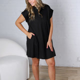 Audra Round Neck Gabi T-Shirt Dress - Black