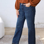 Audrey HR Loose Fit Straight Leg Denim - Midnight Blue