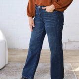 Audrey HR Loose Fit Straight Leg Denim - Midnight Blue