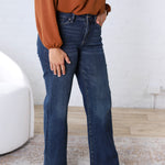 Audrey HR Loose Fit Straight Leg Denim - Midnight Blue