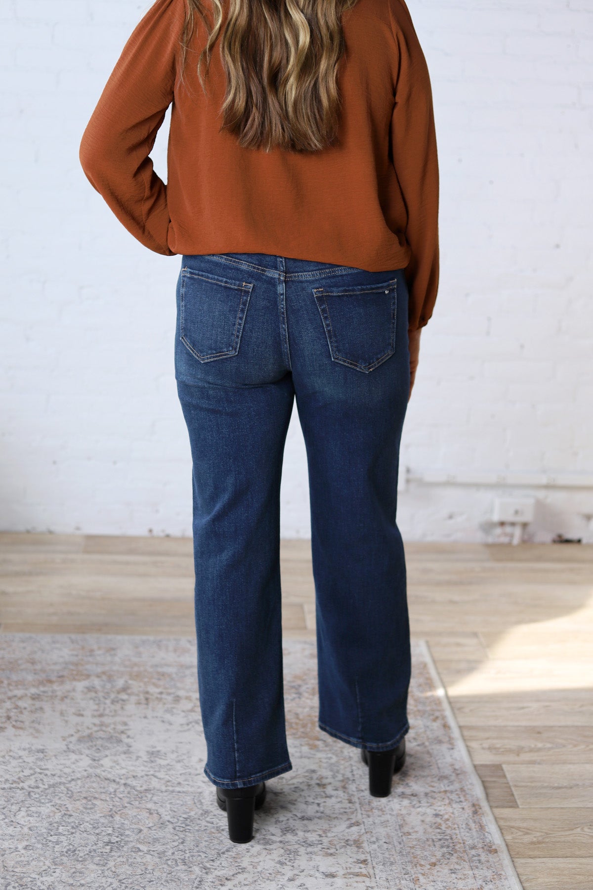 Audrey HR Loose Fit Straight Leg Denim - Midnight Blue