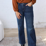 Audrey HR Loose Fit Straight Leg Denim - Midnight Blue