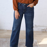 Audrey HR Loose Fit Straight Leg Denim - Midnight Blue