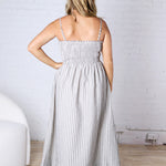 Aurelia Smocked Top Stripe Dress - Black