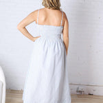 Aurelia Smocked Top Stripe Dress - Blue