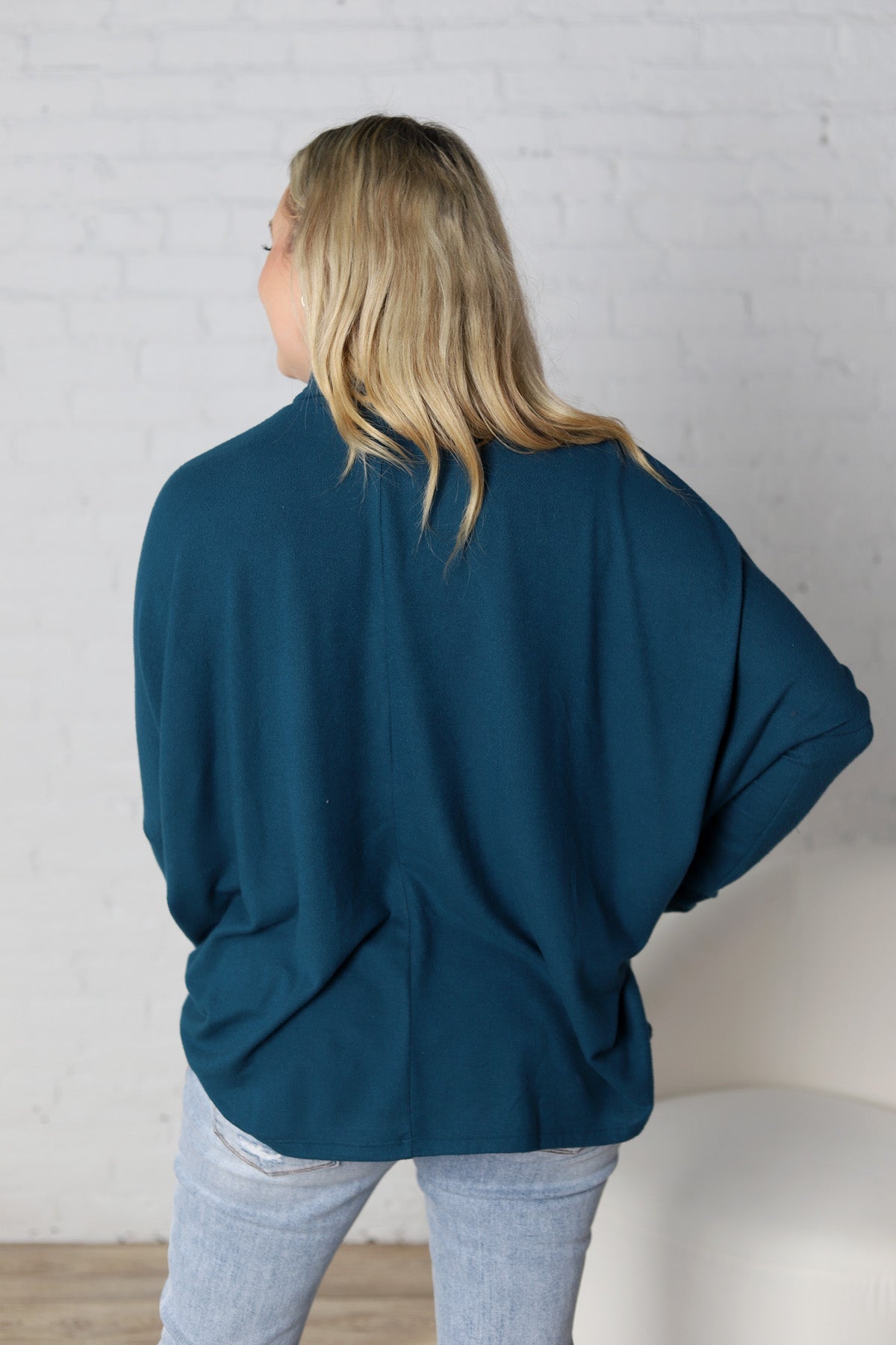 Avalyn Turtleneck Dolman Top - Dark Teal