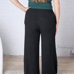 Aveline Soft Linen Smocked Waist Wide Leg Pants - Black