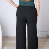 Aveline Soft Linen Smocked Waist Wide Leg Pants - Black