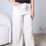 Aveline Soft Linen Smocked Waist Wide Leg Pants - Natural