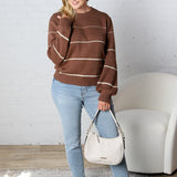 Aveline Striped Sweater - Espresso/Taupe