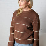 Aveline Striped Sweater - Espresso/Taupe