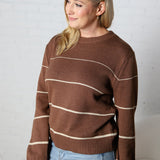 Aveline Striped Sweater - Espresso/Taupe