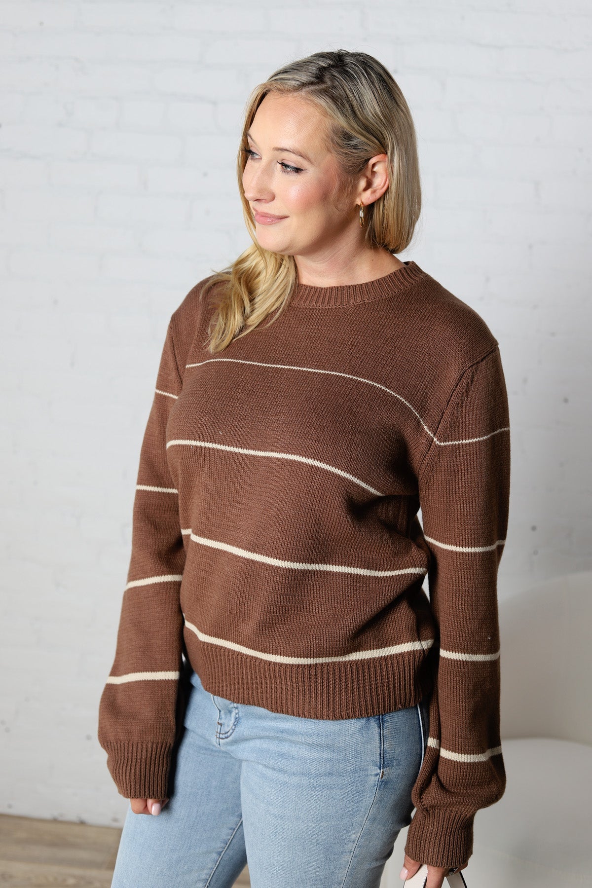 Aveline Striped Sweater - Espresso/Taupe