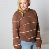 Aveline Striped Sweater - Espresso/Taupe