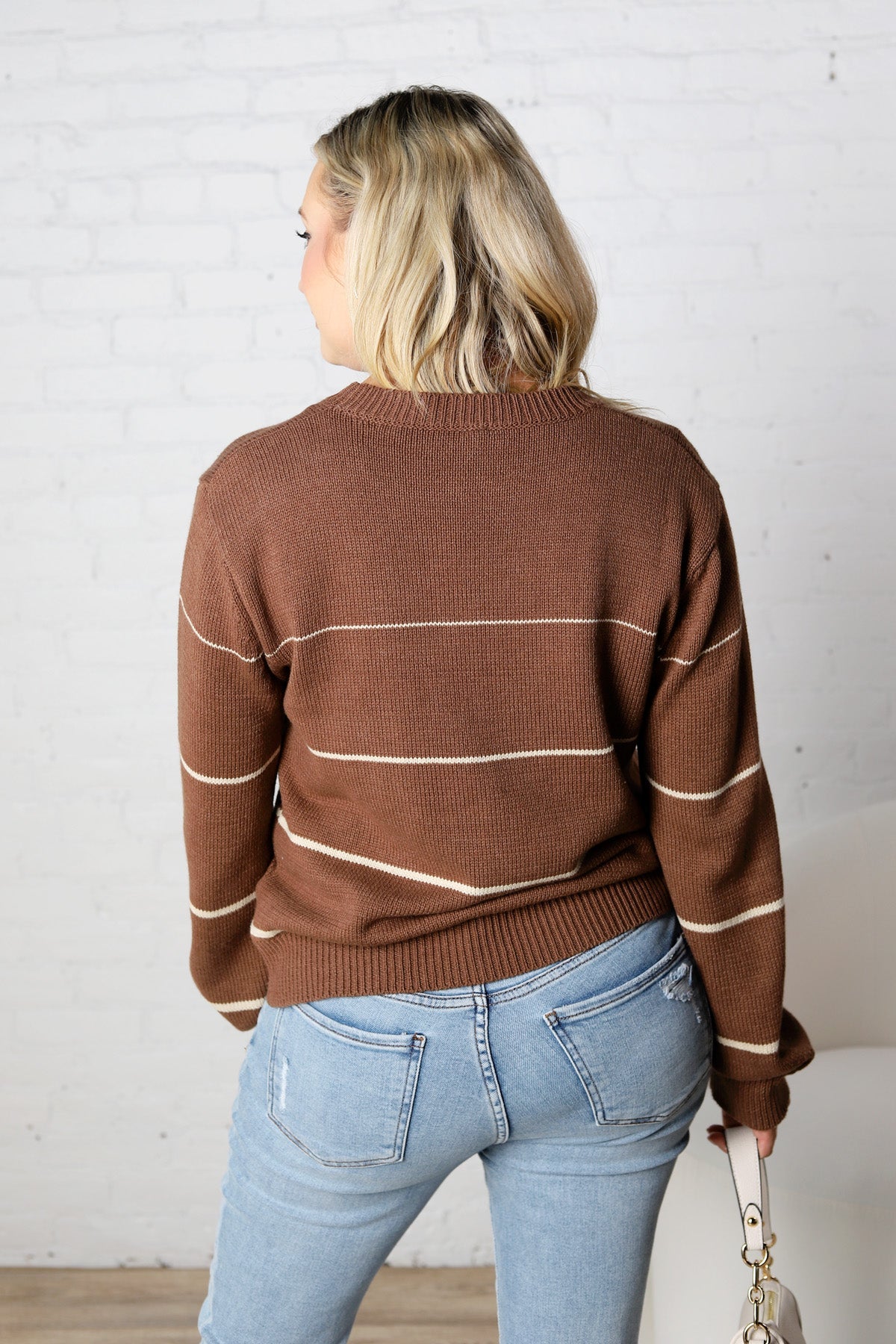 Aveline Striped Sweater - Espresso/Taupe