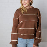 Aveline Striped Sweater - Espresso/Taupe