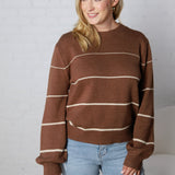 Aveline Striped Sweater - Espresso/Taupe