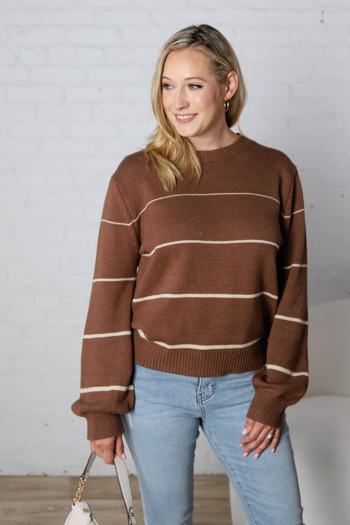 Aveline Striped Sweater - Espresso/Taupe