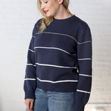 Aveline Striped Sweater - Navy/White