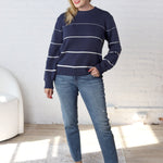 Aveline Striped Sweater - Navy/White