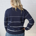 Aveline Striped Sweater - Navy/White