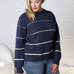 Aveline Striped Sweater - Navy/White