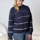 Aveline Striped Sweater - Navy/White