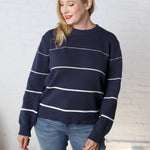 Aveline Striped Sweater - Navy/White