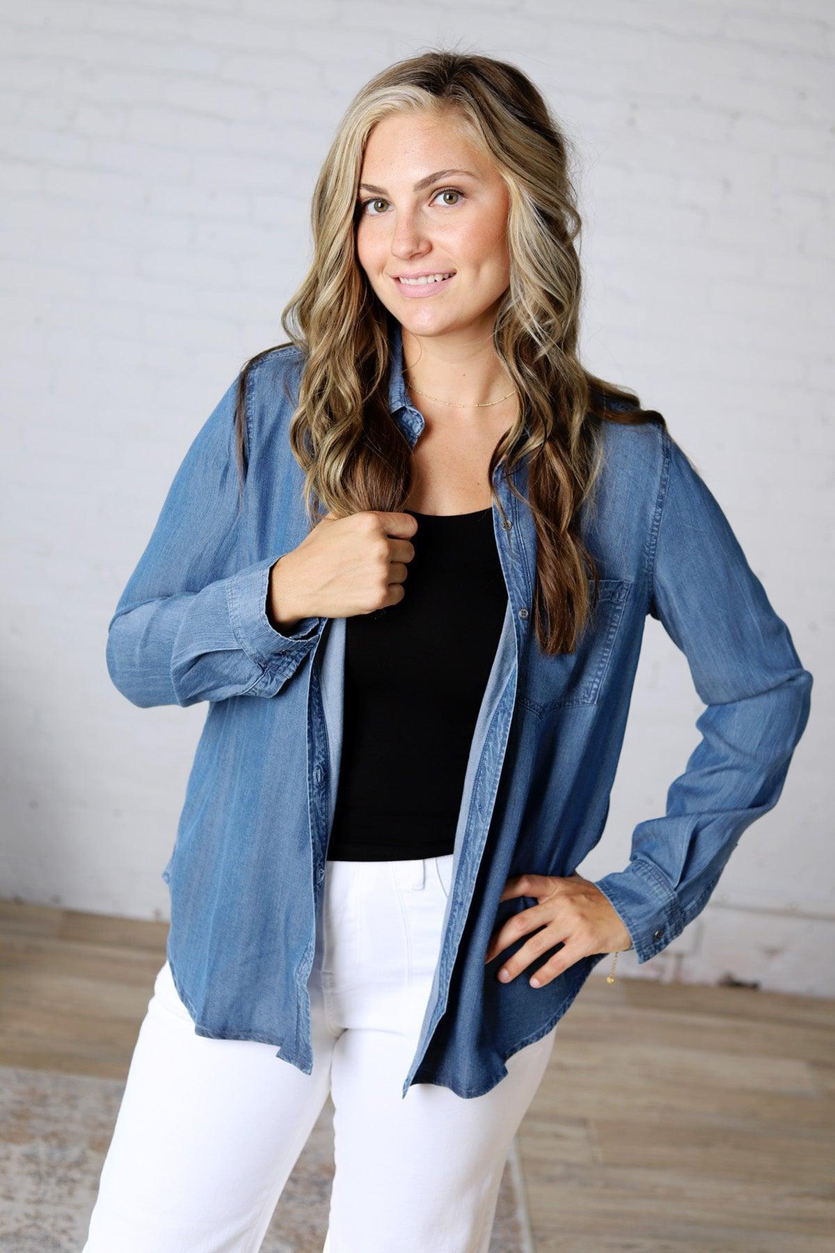 Aven Tencel Top - Medium Wash
