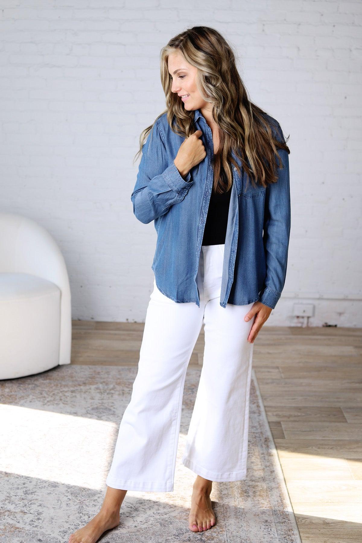 Aven Tencel Top - Medium Wash