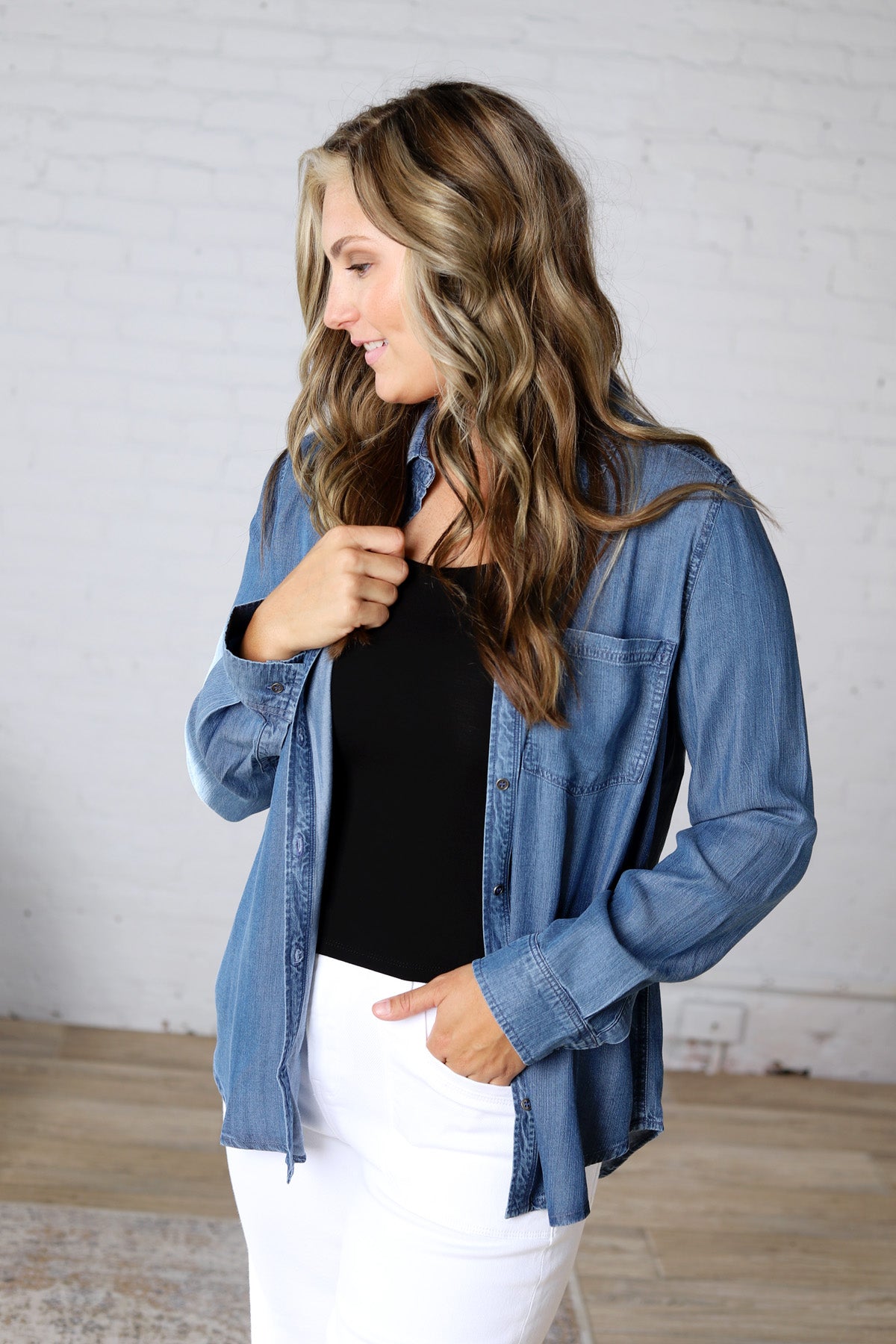 Aven Tencel Top - Medium Wash