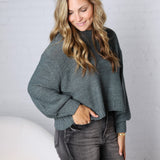 Avenly Oversized Balloon Sleeve Sweater - Ash Jade