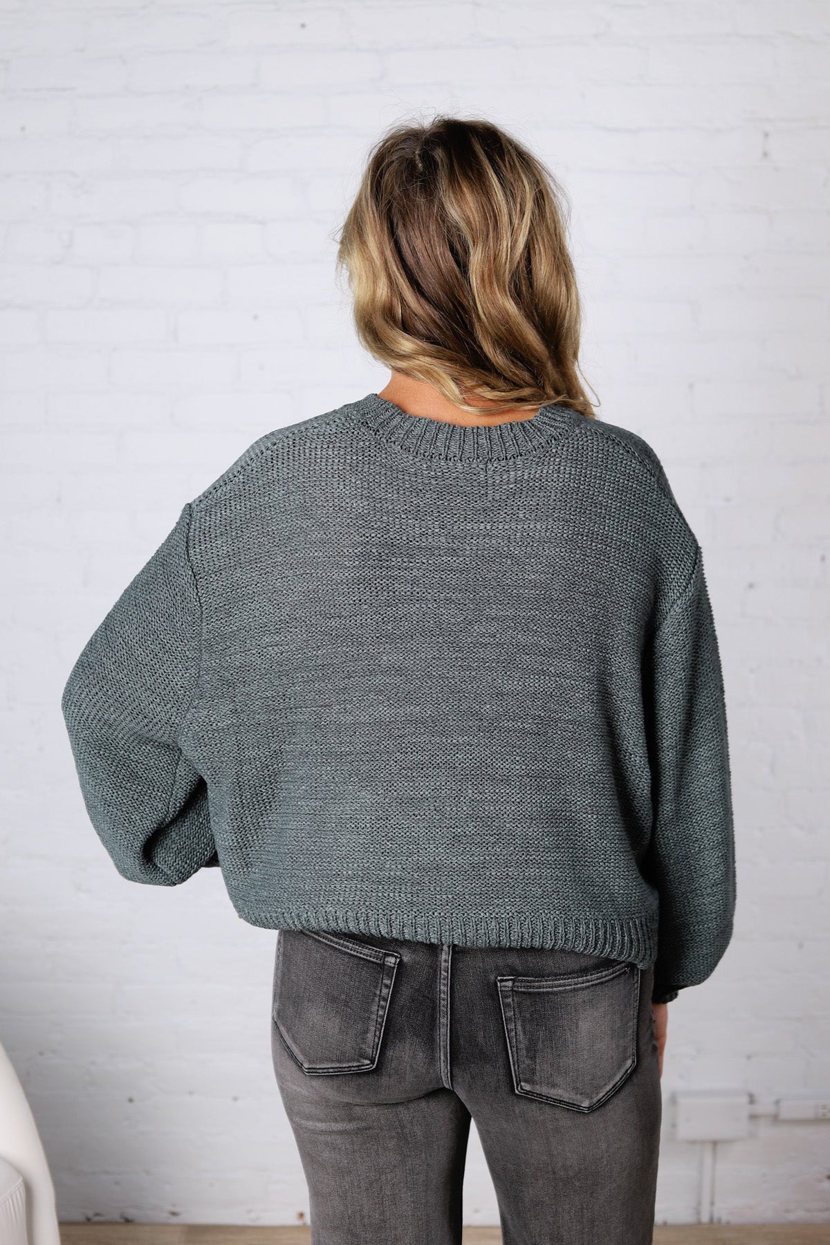 Avenly Oversized Balloon Sleeve Sweater - Ash Jade